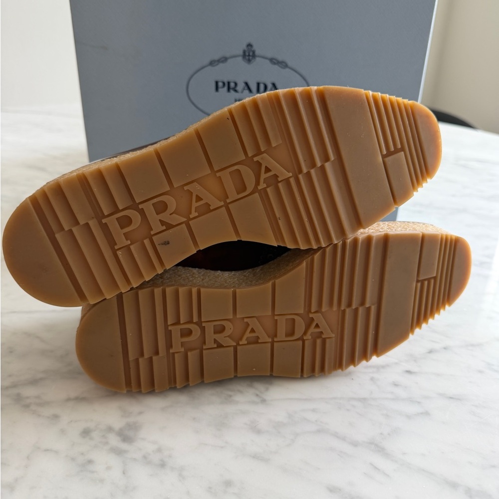 Prada unisex Brown Leather Wingtip Derbys with Crepe Platform Sole - Picture 5 of 5